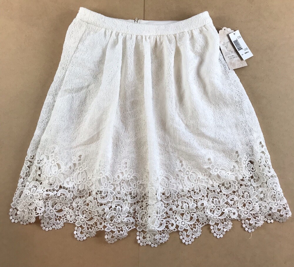 NEW Soulmates Dress Womens Small Off White Mini Back Zipper Boho Preppy #2142